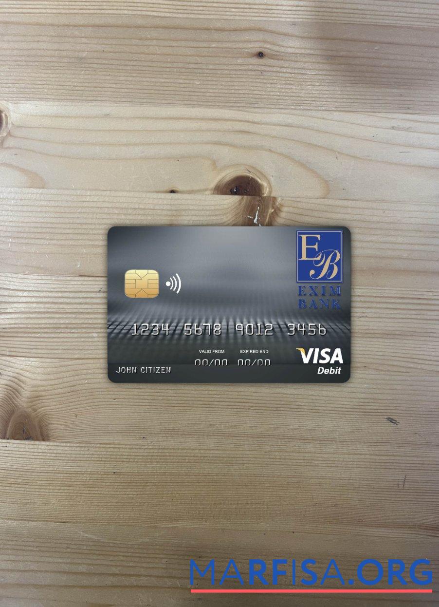 Printable Comoros Exim bank visa card photolook front real example